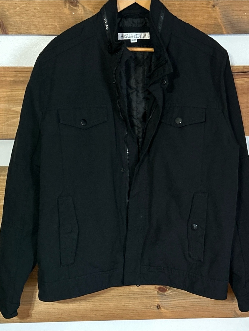 Kenneth Cole Quilted Lining Black Bull Denim Trucker Full Zip Jacket Men's XL